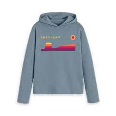 Stone Blue Printed Hoody Front