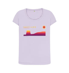 Violet Mousa Broch Sunset Womans T-shirt | Shetland, The Beautiful Isle