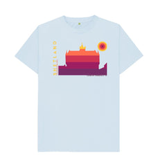 Sky Blue Lerwick Townhall Sunset Mens T-Shirt | Shetland, The Beautiful Isle