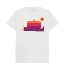 White Lerwick Townhall Sunset Mens T-Shirt | Shetland, The Beautiful Isle