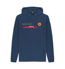 Navy Clickimin Broch Sunset Mens Hoody | Shetland, The Beautiful Isle