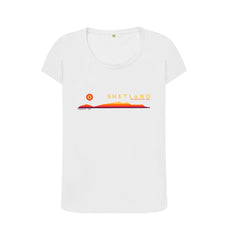 White Foula Sunset Womans T-shirt | Shetland, The Beautiful Isle