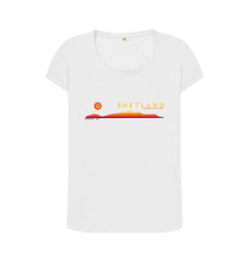 White Foula Sunset Womans T-shirt | Shetland, The Beautiful Isle