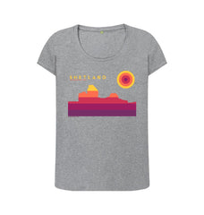 Athletic Grey Jarlshof Sunset Womans T-shirt | Shetland, The Beautiful Isle