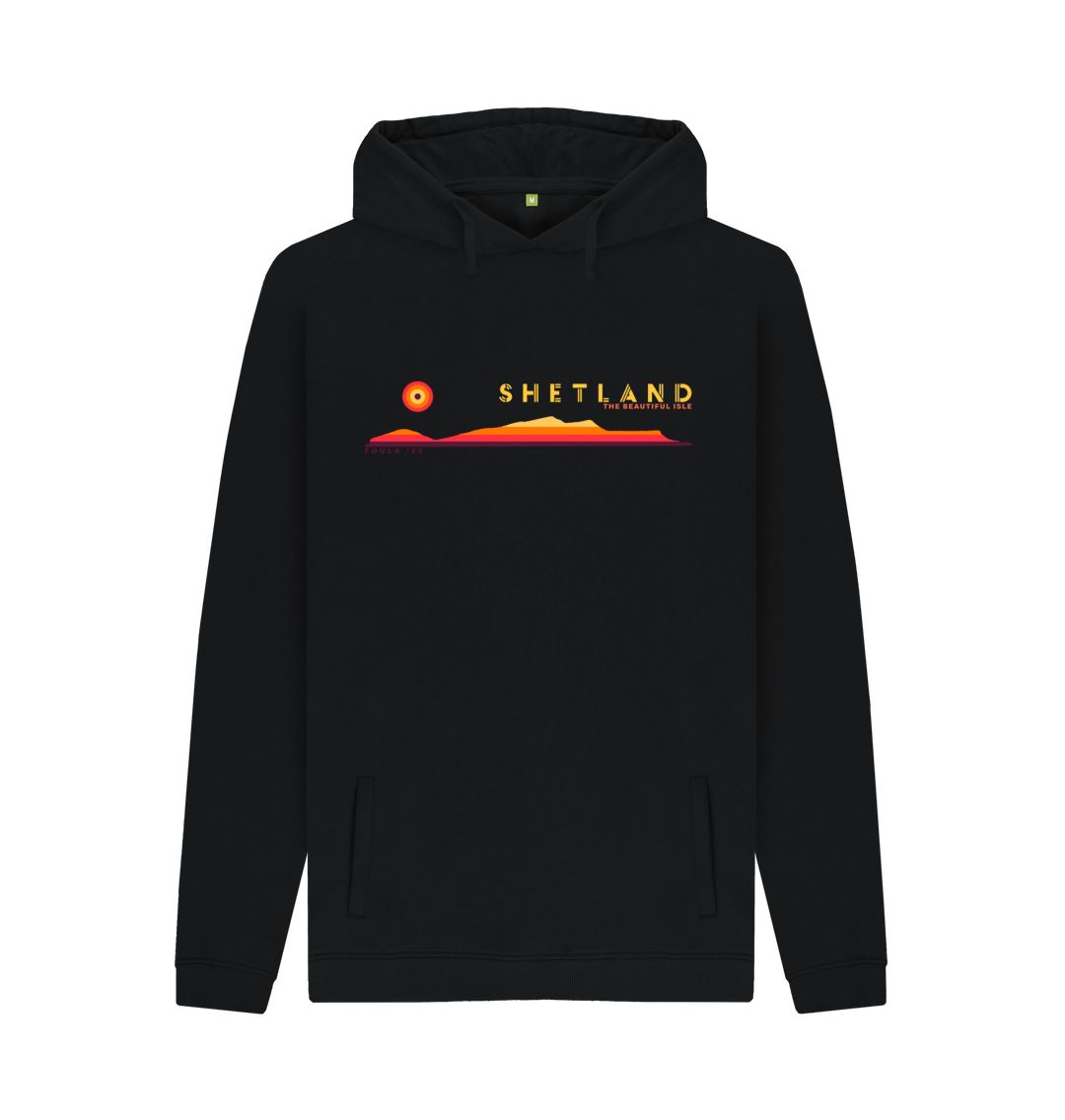 Black Foula Sunset Mens Hoody | Shetland, The Beautiful Isle