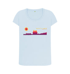 Sky Blue Scalloway Castle Sunset Womans T-shirt | Shetland, The Beautiful Isle