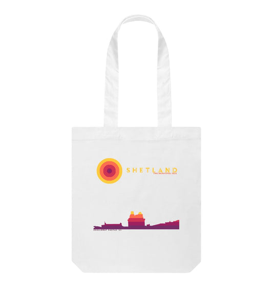 White Scalloway Castle Sunset Tote Bag | Shetland, The Beautiful Isle