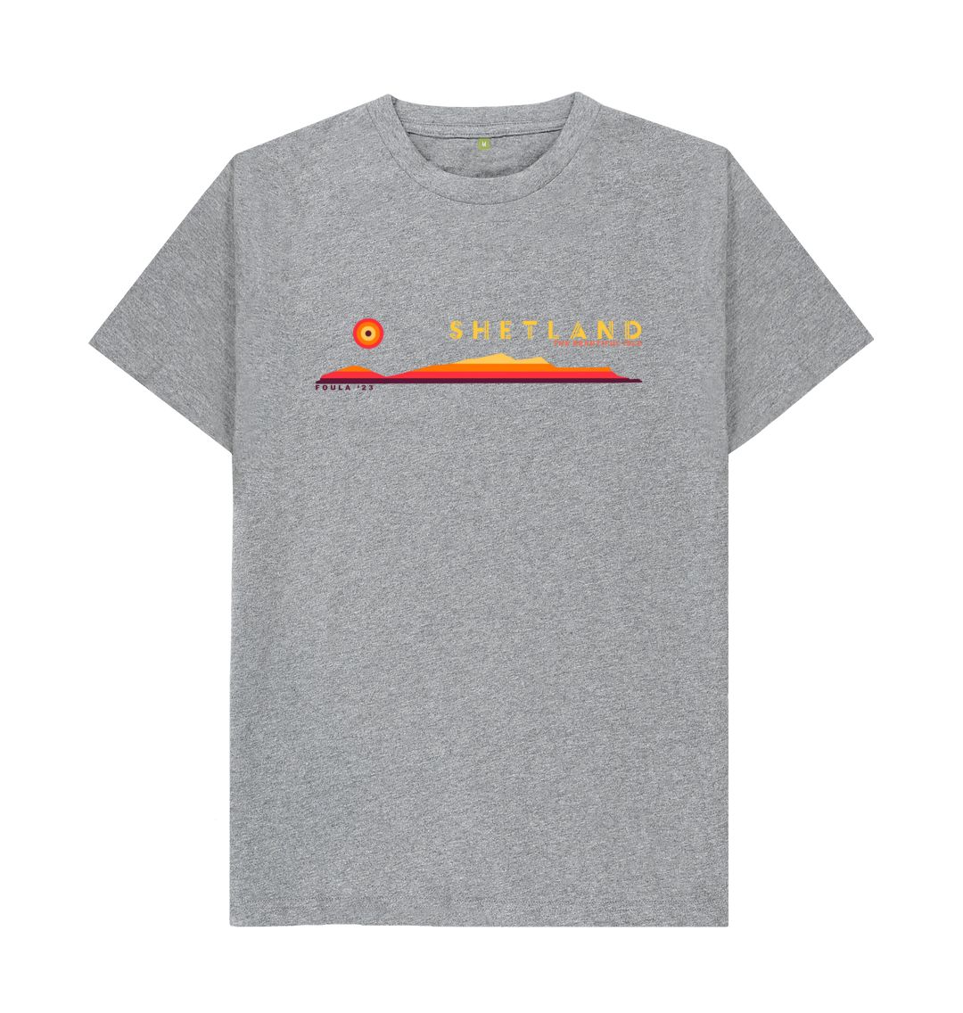 Athletic Grey Foula Sunset Mens T-Shirt | Shetland, The Beautiful Isle