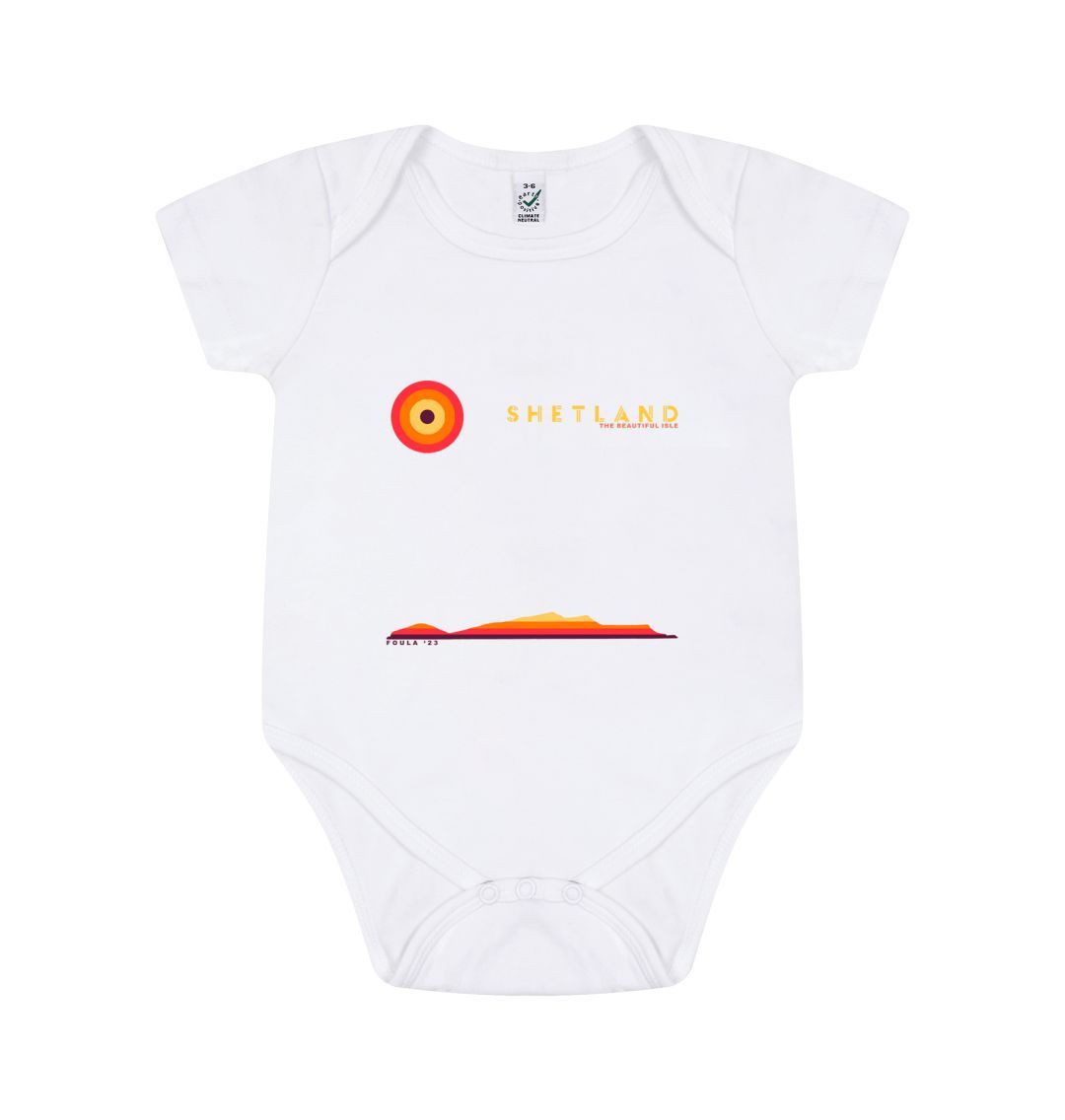 White Foula Sunset Baby Grow| Shetland, The Beautiful Isle