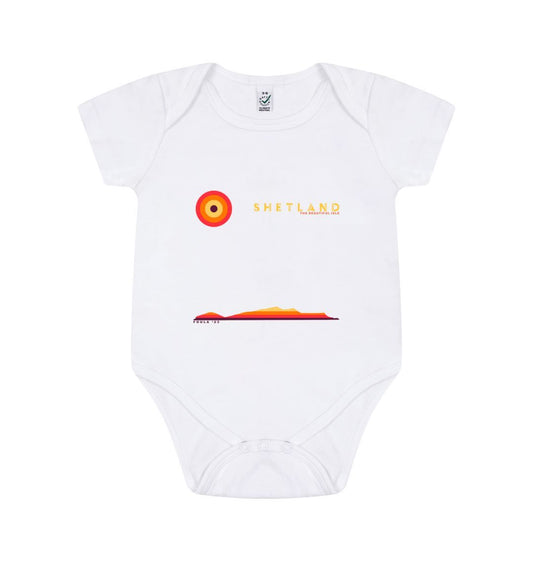 White Foula Sunset Baby Grow| Shetland, The Beautiful Isle