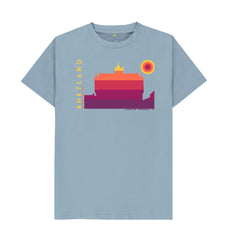 Stone Blue Lerwick Townhall Sunset Mens T-Shirt | Shetland, The Beautiful Isle