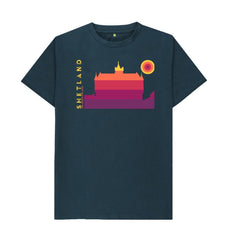 Denim Blue Lerwick Townhall Sunset Mens T-Shirt | Shetland, The Beautiful Isle