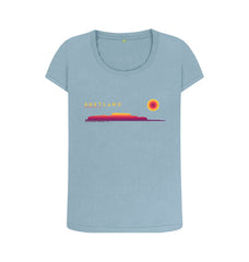 Stone Blue Clickimin Broch Sunset Womans T-shirt | Shetland, The Beautiful Isle