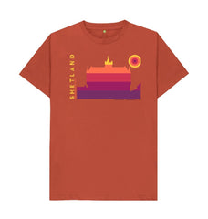 Rust Lerwick Townhall Sunset Mens T-Shirt | Shetland, The Beautiful Isle
