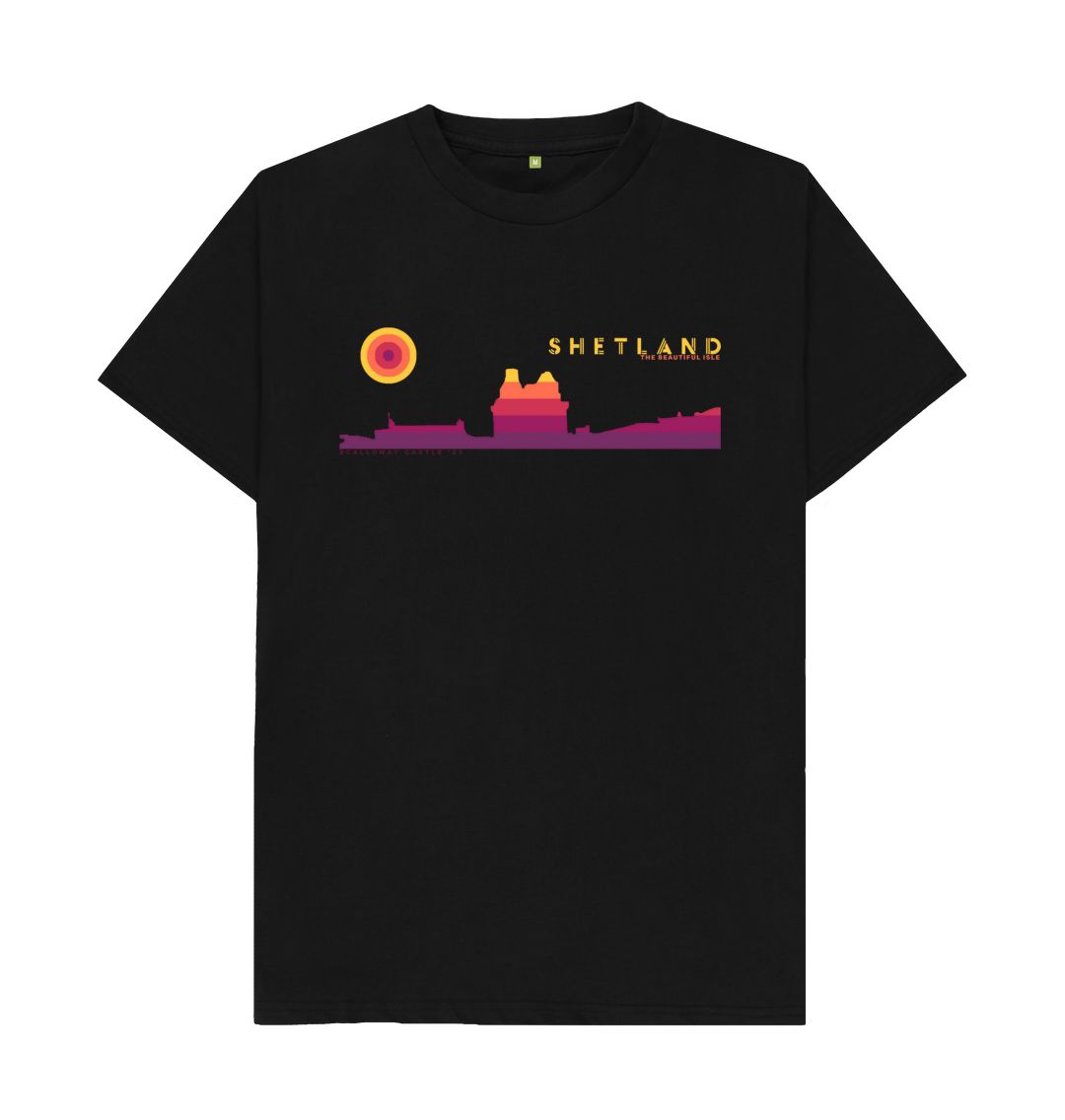 Black Scalloway Castle Sunset Mens T-Shirt | Shetland, The Beautiful Isle