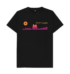 Black Scalloway Castle Sunset Mens T-Shirt | Shetland, The Beautiful Isle
