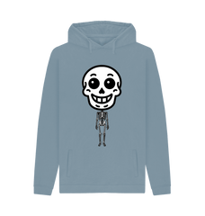 Stone Blue Grinning Bones Mens Pullover Hoodie