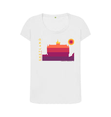 White Lerwick Townhall Sunset Womans T-shirt | Shetland, The Beautiful Isle