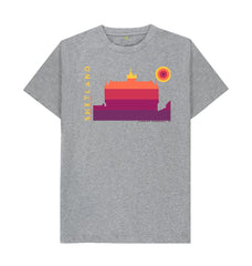 Athletic Grey Lerwick Townhall Sunset Mens T-Shirt | Shetland, The Beautiful Isle