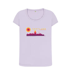 Violet Sumburgh Lighthouse Sunset Womans T-shirt | Shetland, The Beautiful Isle