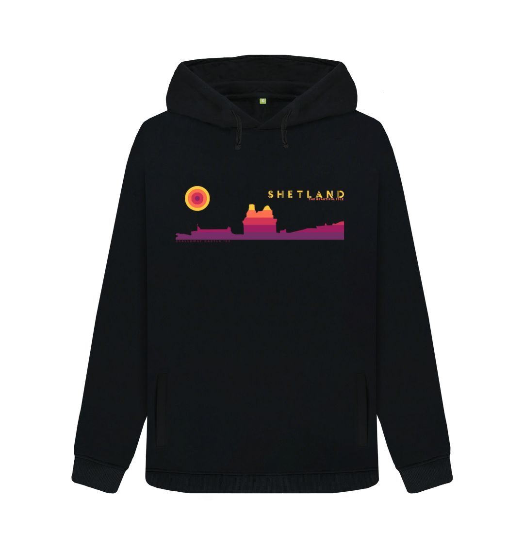 Black Scalloway Castle Sunset Womans Hoody