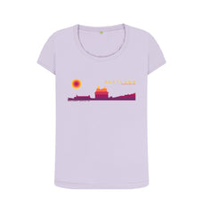 Violet Scalloway Castle Sunset Womans T-shirt | Shetland, The Beautiful Isle