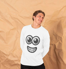 Googly Eyed Smile Mens Long-Sleeved T-shirt
