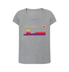Athletic Grey Mousa Broch Sunset Womans T-shirt | Shetland, The Beautiful Isle