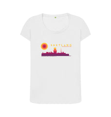 White Sumburgh Lighthouse Sunset Womans T-shirt | Shetland, The Beautiful Isle