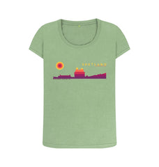 Sage Scalloway Castle Sunset Womans T-shirt | Shetland, The Beautiful Isle