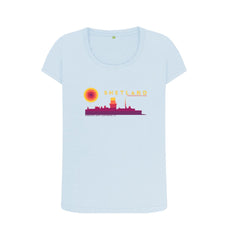 Sky Blue Sumburgh Lighthouse Sunset Womans T-shirt | Shetland, The Beautiful Isle