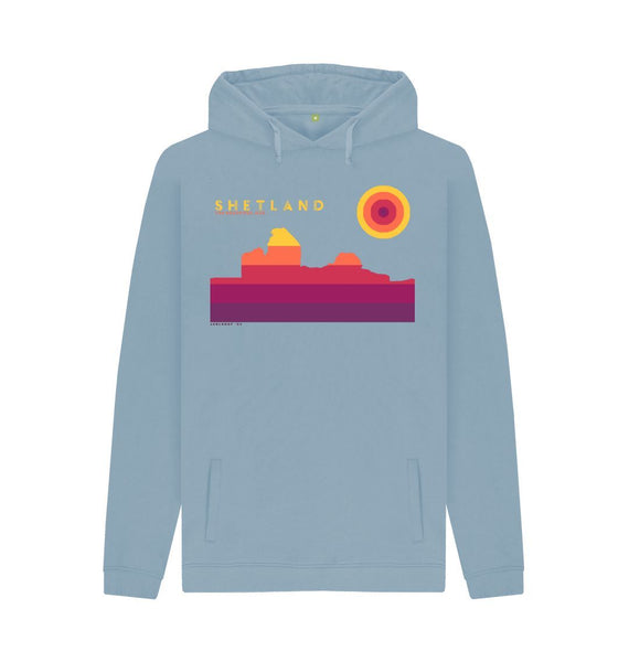 Stone Blue Jarlshof Sunset mans Hoodie | Shetland, The Beautiful Isle