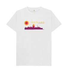 White Sumburgh Lighthouse Sunset Mens T-Shirt | Shetland, The Beautiful Isle