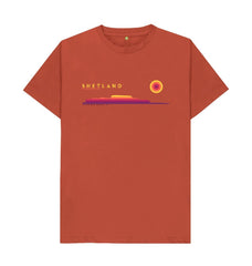 Rust Clickimin Broch Sunset Mens T-Shirt | Shetland, The Beautiful Isle