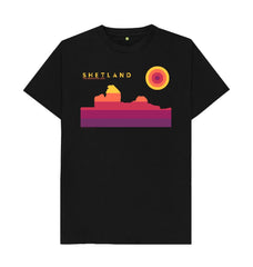 Black Jarlshof Sunset Mens T-Shirt | Shetland, The Beautiful Isle