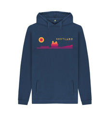 Navy Scalloway Castle Sunset Mens Hoody | Shetland, The Beautiful Isle