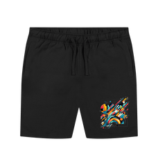 Black Abstract Mens Shorts