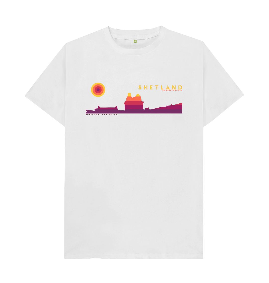 White Scalloway Castle Sunset Mens T-Shirt | Shetland, The Beautiful Isle