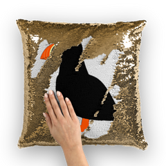Puffin Sequin Cushion Cover