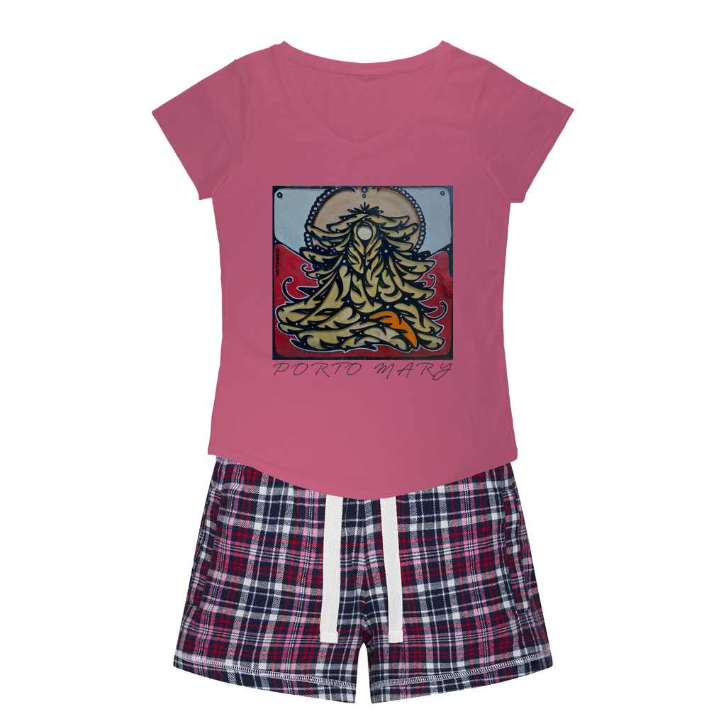 Porto Mary Women's Sleepy Tee and Flannel Short