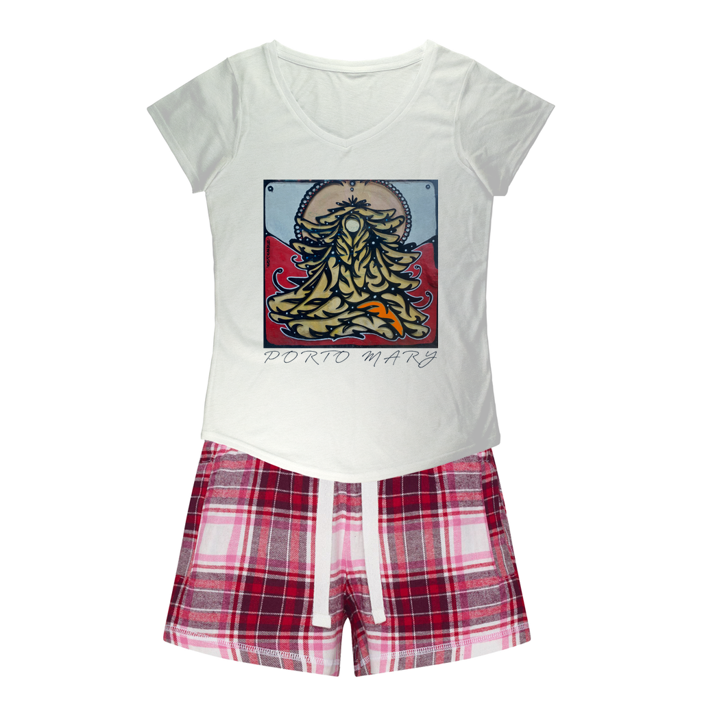 Porto Mary Women's Sleepy Tee and Flannel Short