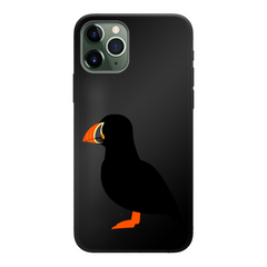 Puffin Printed Black Soft Phone Case