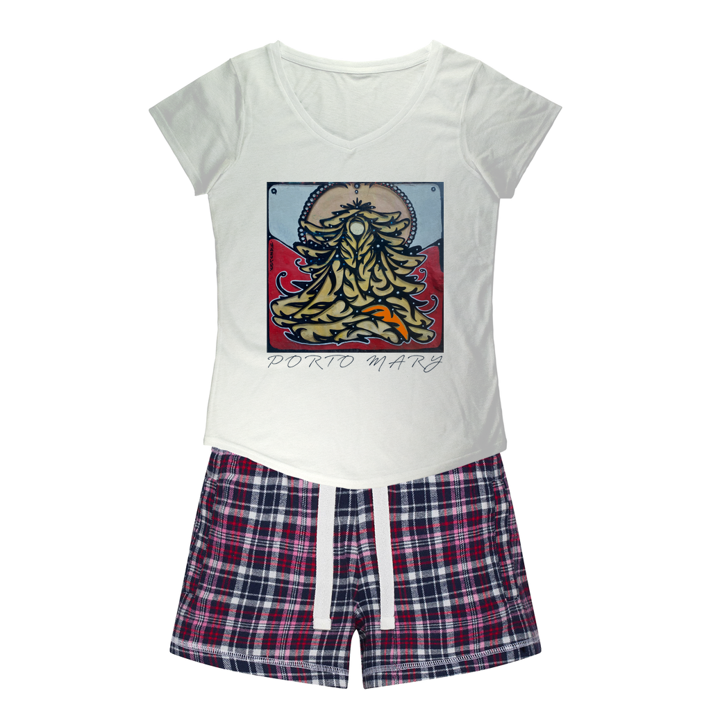 Porto Mary Women's Sleepy Tee and Flannel Short